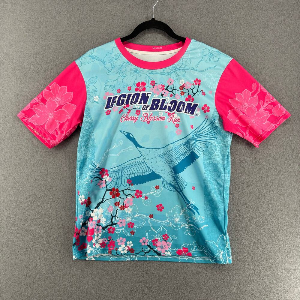 Seattle Cherry Blossom Run Legion Of Bloom T Shirt Slim‎ FIt M Crane Flowers SS